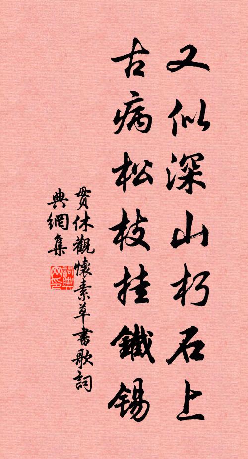 贯休又似深山朽石上，古病松枝挂铁锡书法作品欣赏