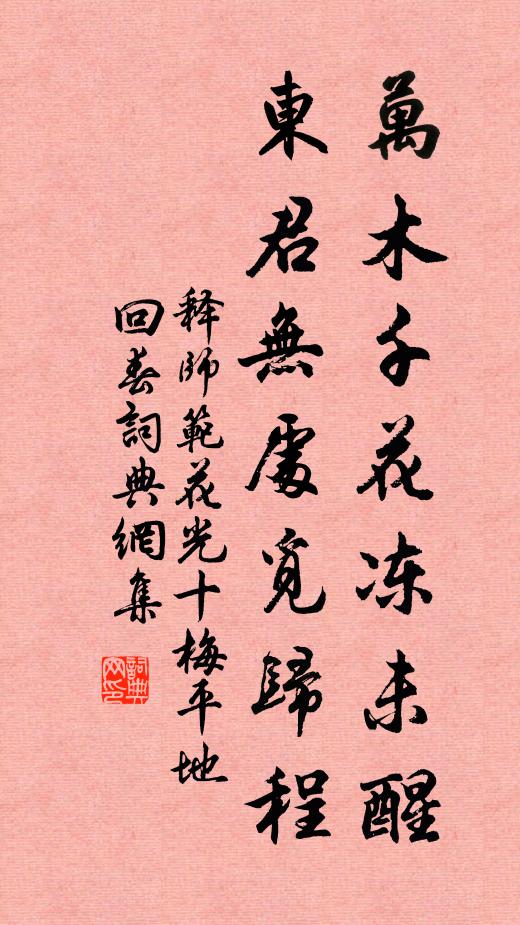 释师范万木千花冻未醒，东君无处觅归程书法作品欣赏