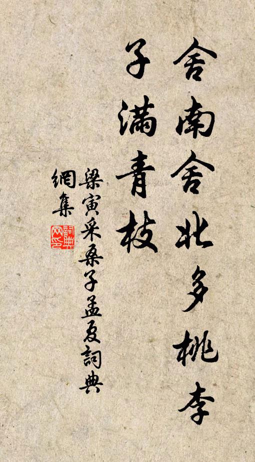 梁寅舍南舍北多桃李，子满青枝书法作品欣赏