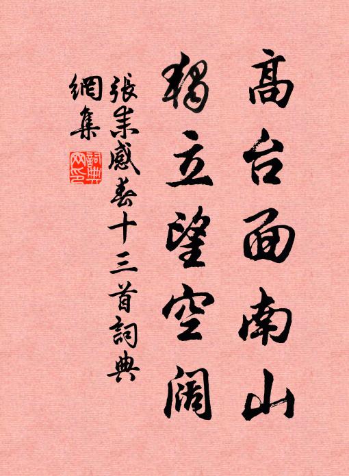 张耒高台面南山，独立望空阔书法作品欣赏