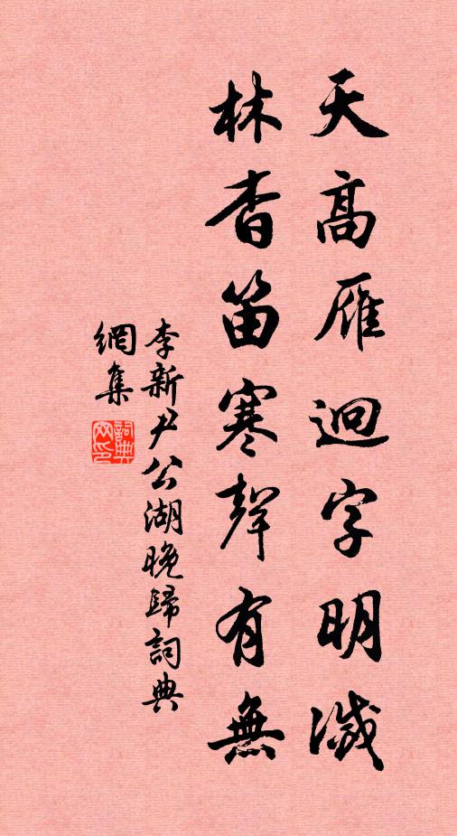 李新天高雁迥字明灭，林杳笛寒声有无书法作品欣赏