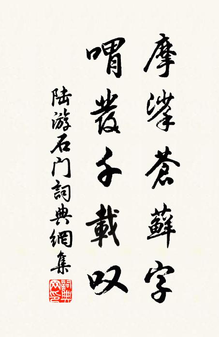 陆游摩挲苍藓字，喟发千载叹书法作品欣赏