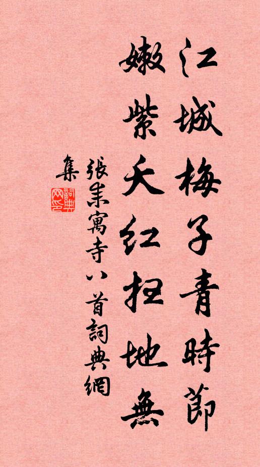 张耒江城梅子青时节，嫩紫夭红扫地无书法作品欣赏