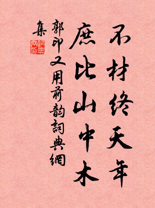 郭印不材终天年，庶比山中木书法作品欣赏