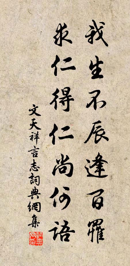文天祥我生不辰逢百罹，求仁得仁尚何语书法作品欣赏