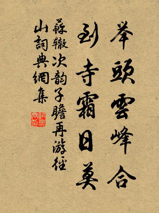 苏辙举头云峰合，到寺霜日莫书法作品欣赏