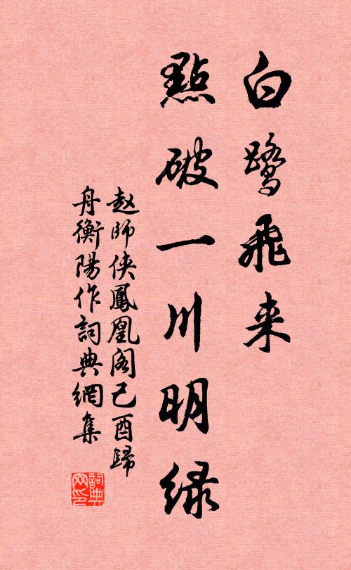 赵师侠白鹭飞来，点破一川明绿书法作品欣赏