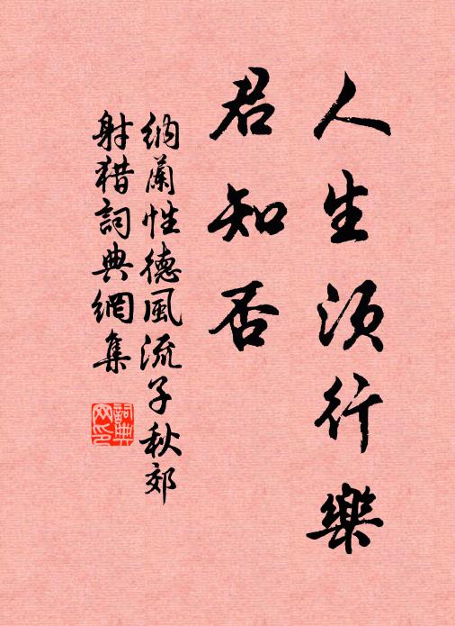 纳兰性德人生须行乐，君知否书法作品欣赏