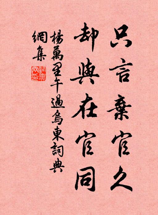 杨万里只言弃官久，却与在官同书法作品欣赏