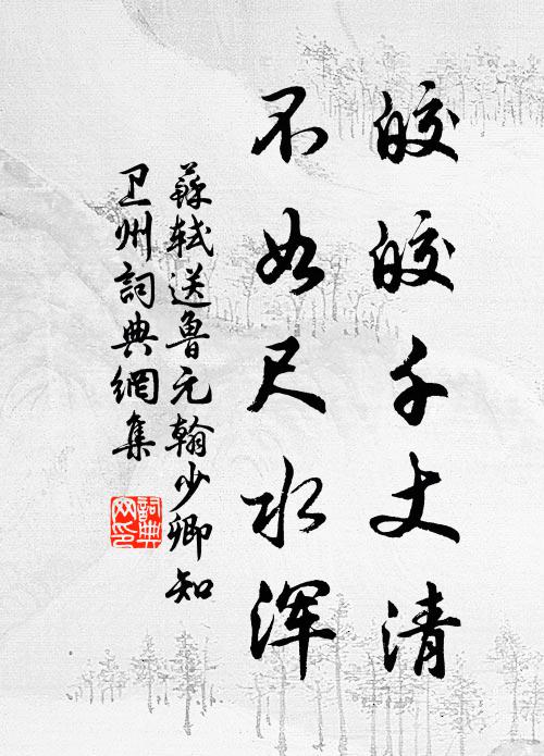 苏轼皎皎千丈清，不如尺水浑书法作品欣赏