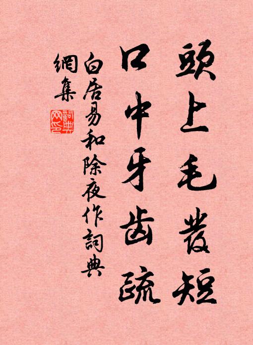 白居易头上毛发短，口中牙齿疏书法作品欣赏