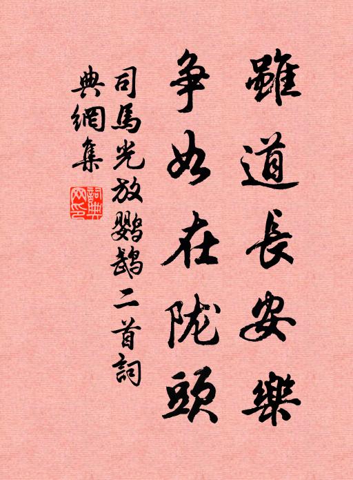 司马光虽道长安乐，争如在陇头书法作品欣赏