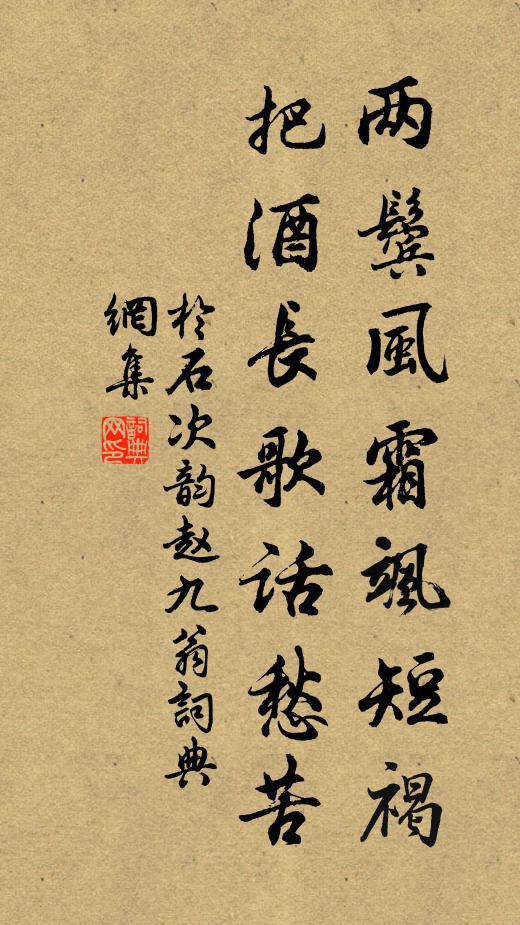 于石两鬓风霜飒短褐，把酒长歌话愁苦书法作品欣赏