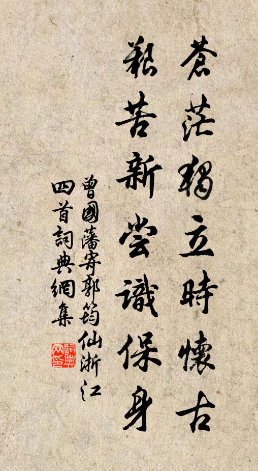 曾国藩苍茫独立时怀古，艰苦新尝识保身书法作品欣赏