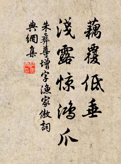 朱彝尊藕覆低垂，浅露惊鸿爪书法作品欣赏
