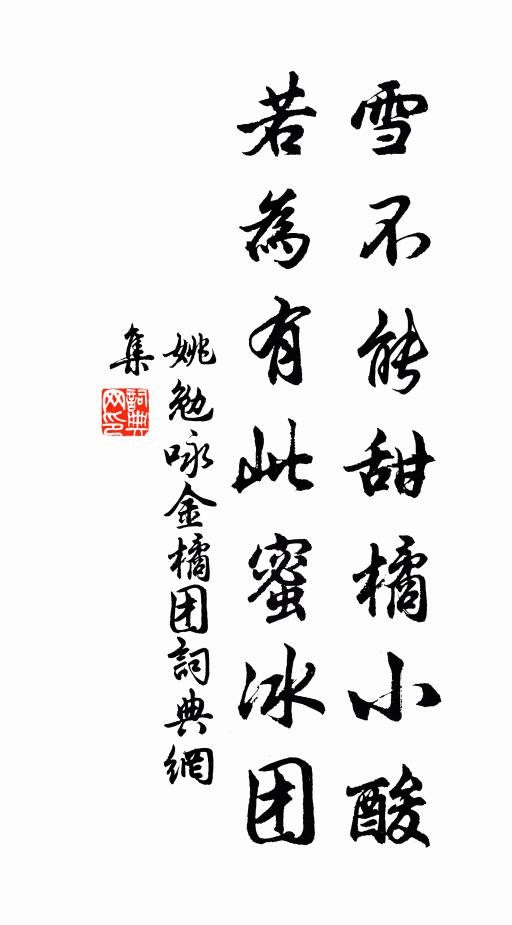 姚勉雪不能甜橘小酸，若为有此蜜冰团书法作品欣赏