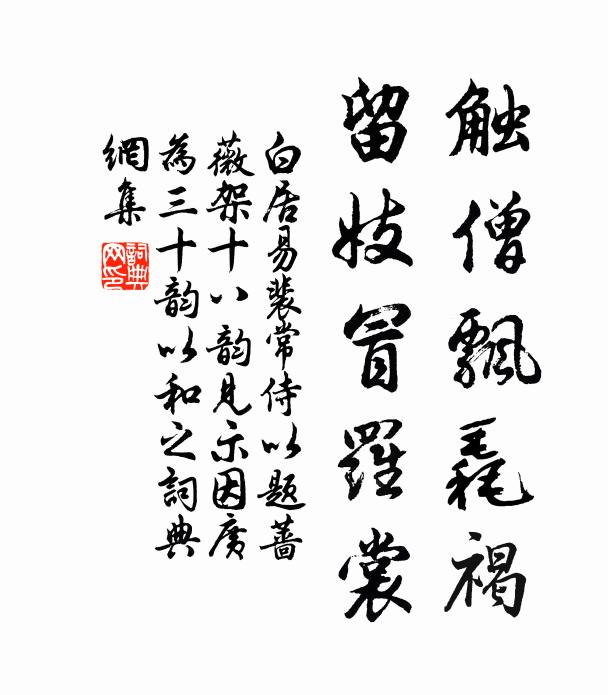 白居易触僧飘毳褐，留妓冒罗裳书法作品欣赏