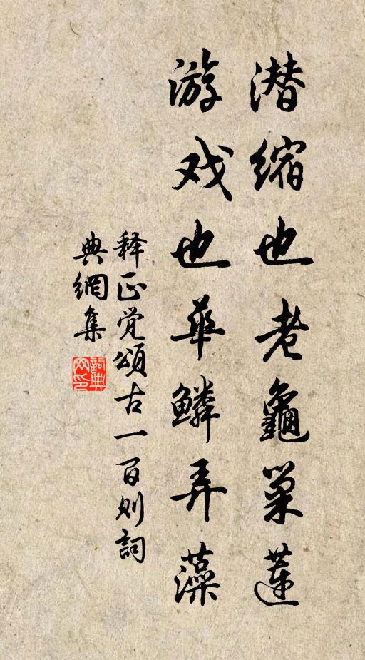 释正觉潜缩也老龟巢莲，游戏也华鳞弄藻书法作品欣赏