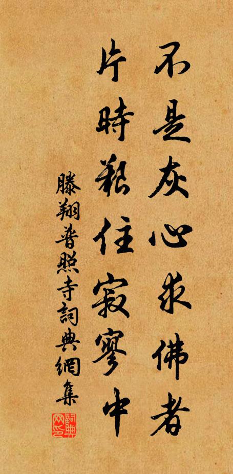 滕翔不是灰心求佛者，片时艰住寂寥中书法作品欣赏