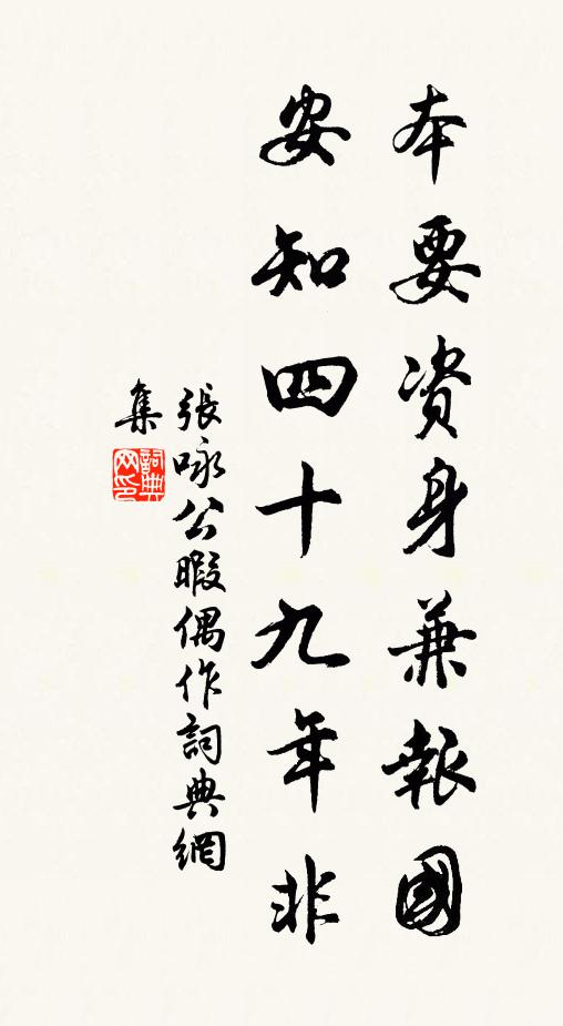 张咏本要资身兼报国，安知四十九年非书法作品欣赏
