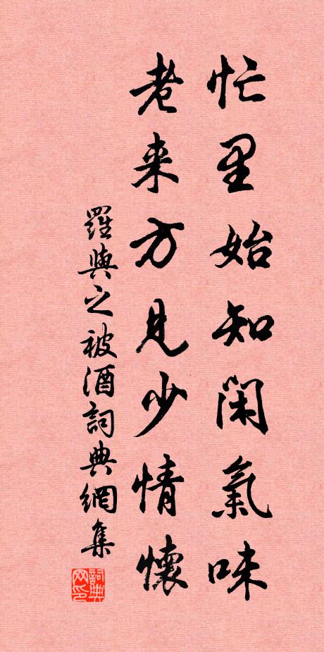 罗与之忙里始知闲气味，老来方见少情怀书法作品欣赏