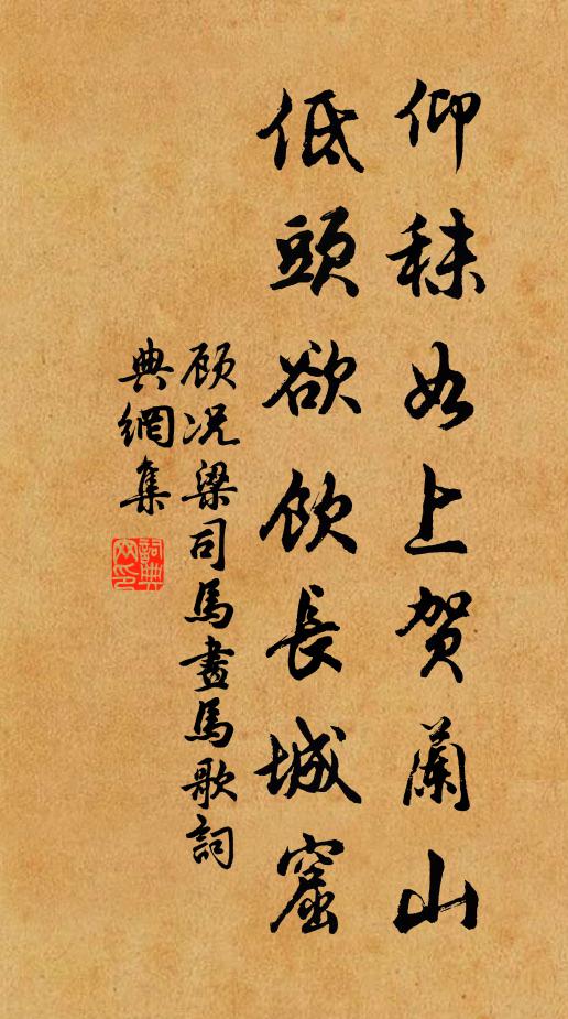 顾况仰秣如上贺兰山，低头欲饮长城窟书法作品欣赏