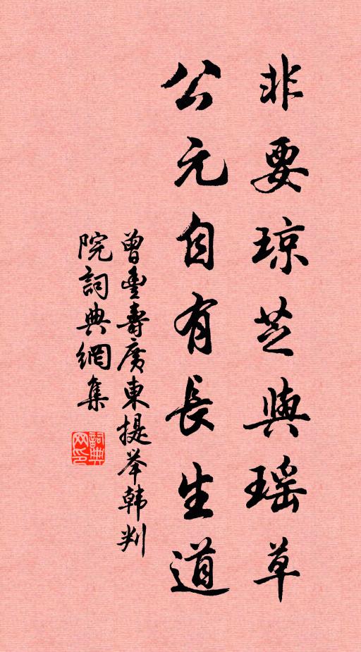 曾丰非要琼芝与瑶草，公元自有长生道书法作品欣赏