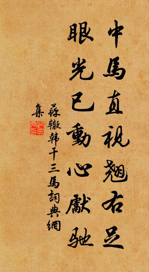 苏辙中马直视翘右足，眼光已动心先驰书法作品欣赏
