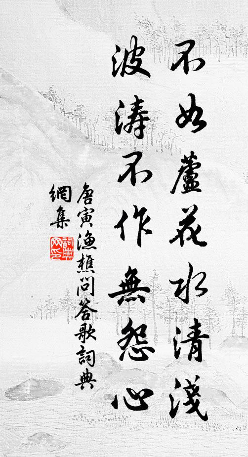 唐寅不如芦花水清浅，波涛不作无怨心书法作品欣赏