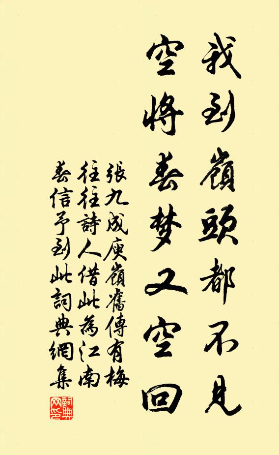 张九成我到岭头都不见，空将春梦又空回书法作品欣赏
