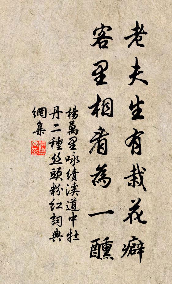 杨万里老夫生有栽花癖，客里相看为一醺书法作品欣赏