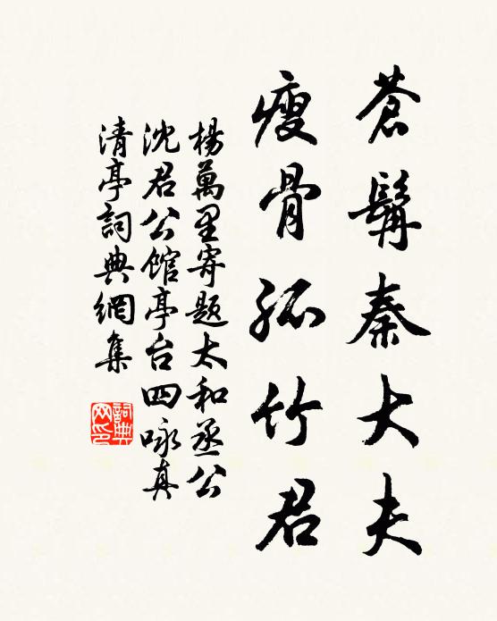 杨万里苍髯秦大夫，瘦骨孤竹君书法作品欣赏