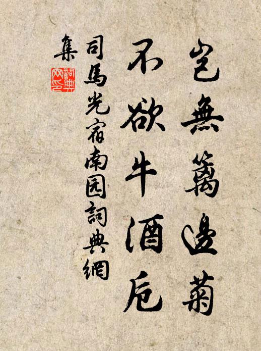 司马光岂无篱边菊，不欲牛酒卮书法作品欣赏