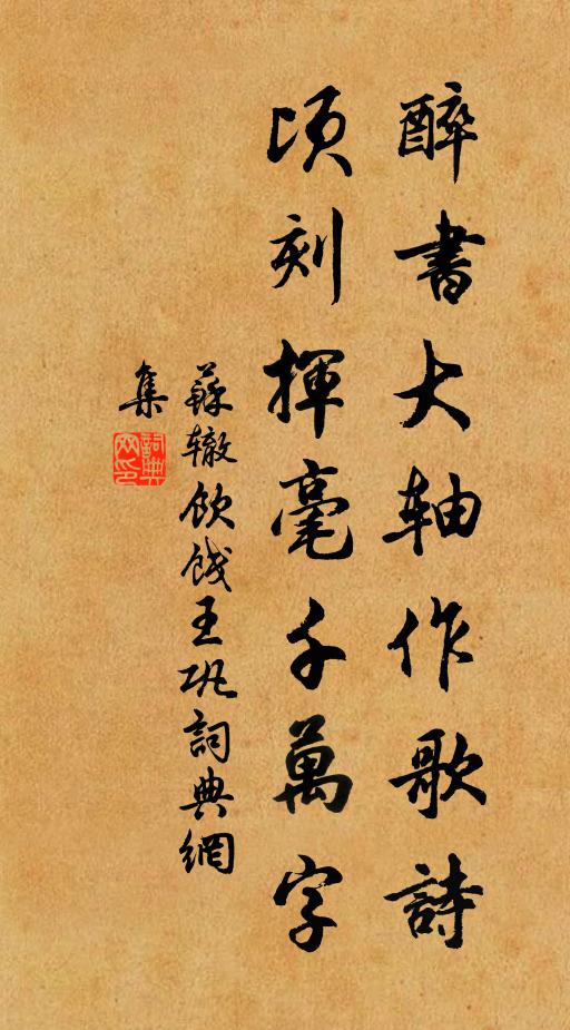 苏辙醉书大轴作歌诗，顷刻挥毫千万字书法作品欣赏