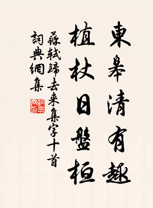 苏轼东皋清有趣，植杖日盘桓书法作品欣赏