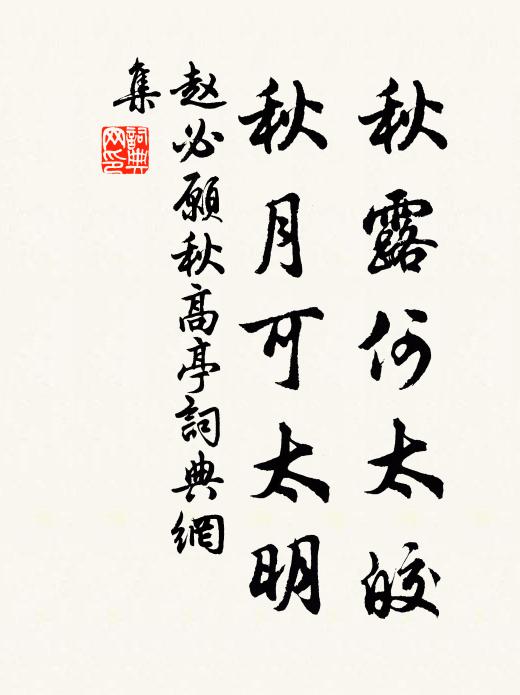 赵必愿秋露何太皎，秋月可太明书法作品欣赏