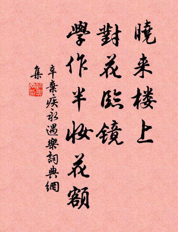 辛弃疾晓来楼上，对花临镜，学作半妆花额书法作品欣赏