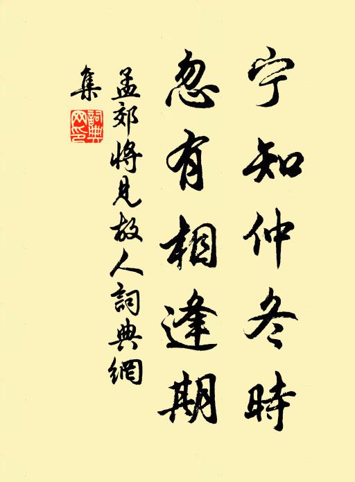 孟郊宁知仲冬时，忽有相逢期书法作品欣赏