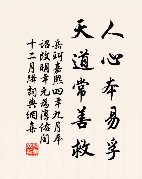 岳珂人心本易孚，天道常善救书法作品欣赏