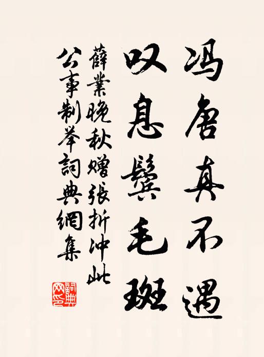 薛业冯唐真不遇，叹息鬓毛斑书法作品欣赏