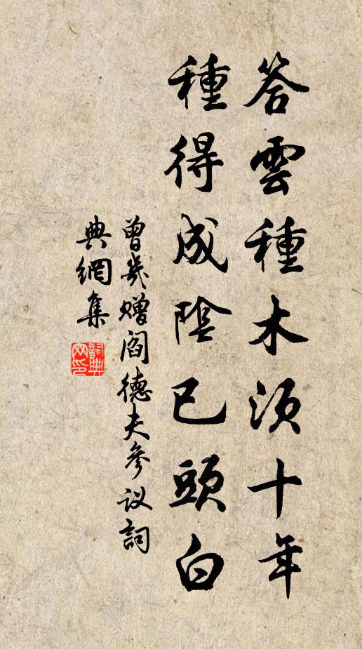 曾几答云种木须十年，种得成阴已头白书法作品欣赏