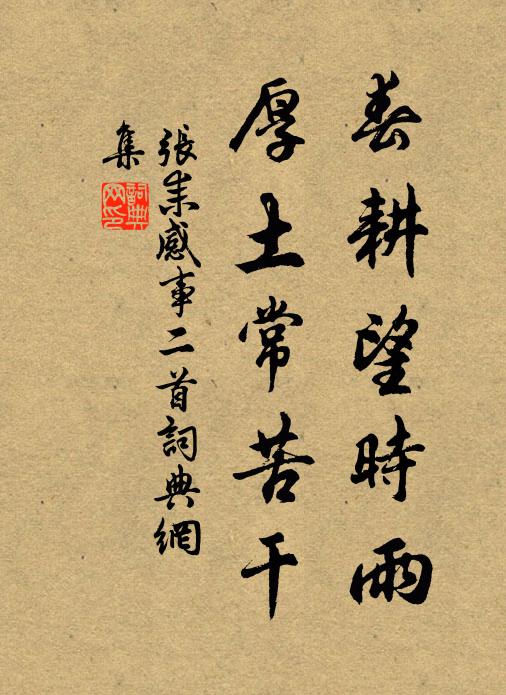 张耒春耕望时雨，厚土常苦干书法作品欣赏