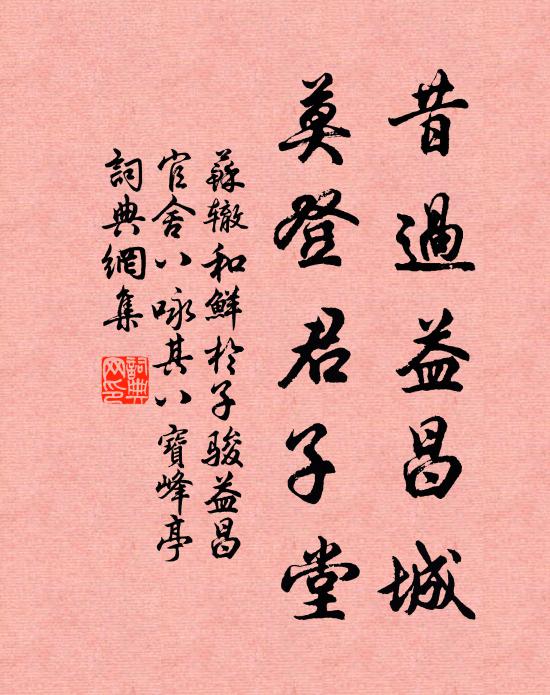 苏辙昔过益昌城，莫登君子堂书法作品欣赏