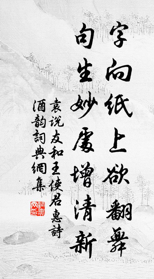 袁说友字向纸上欲翻舞，句生妙处增清新书法作品欣赏