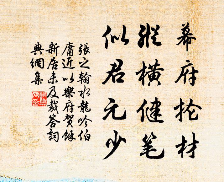 张之翰幕府抡材，纵横健笔，似君元少书法作品欣赏