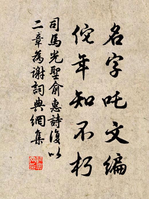 司马光名字吒文编，佗年知不朽书法作品欣赏