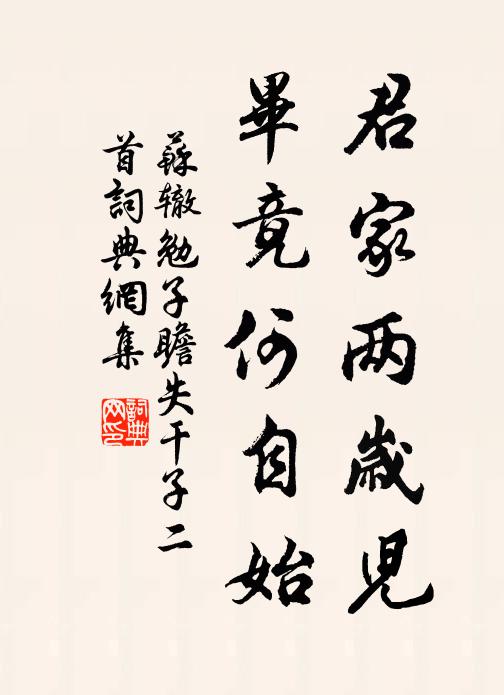 苏辙君家两岁儿，毕竟何自始书法作品欣赏