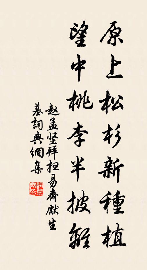 赵孟坚原上松杉新种植，望中桃李半披离书法作品欣赏