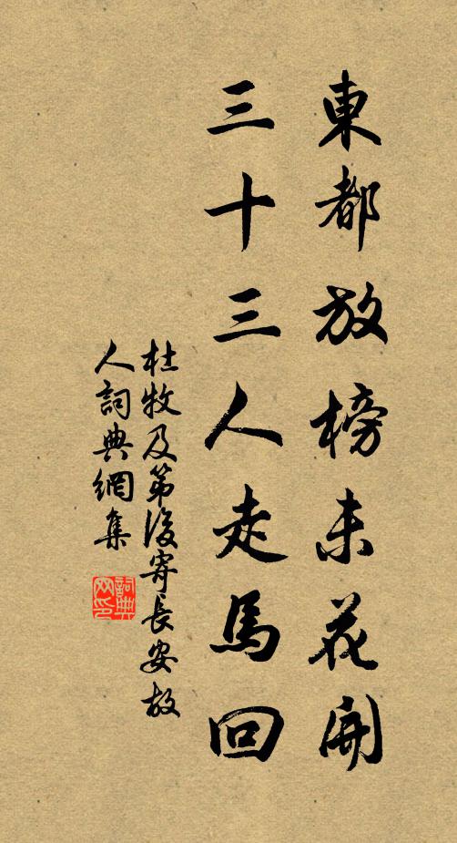 杜牧东都放榜未花开，三十三人走马回书法作品欣赏