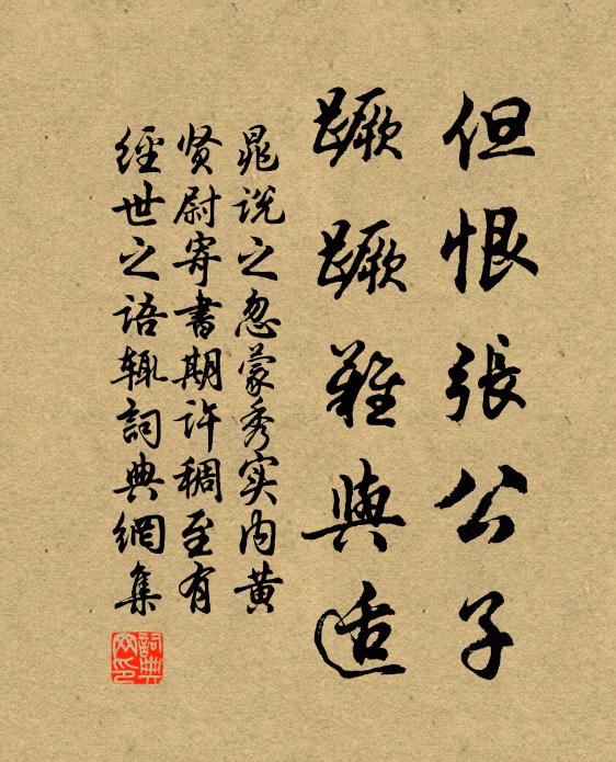 晁说之但恨张公子，蹶蹶难与适书法作品欣赏